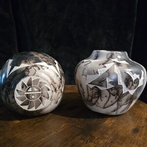 Abstract Black and White Ceramic Vases